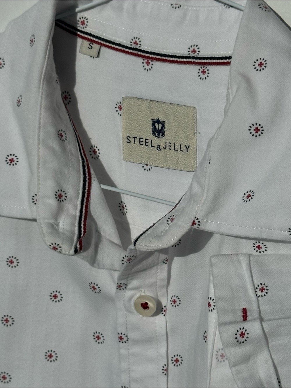 Steel & Jelly Men's Short-Sleeve White Button-Down Shirt size S